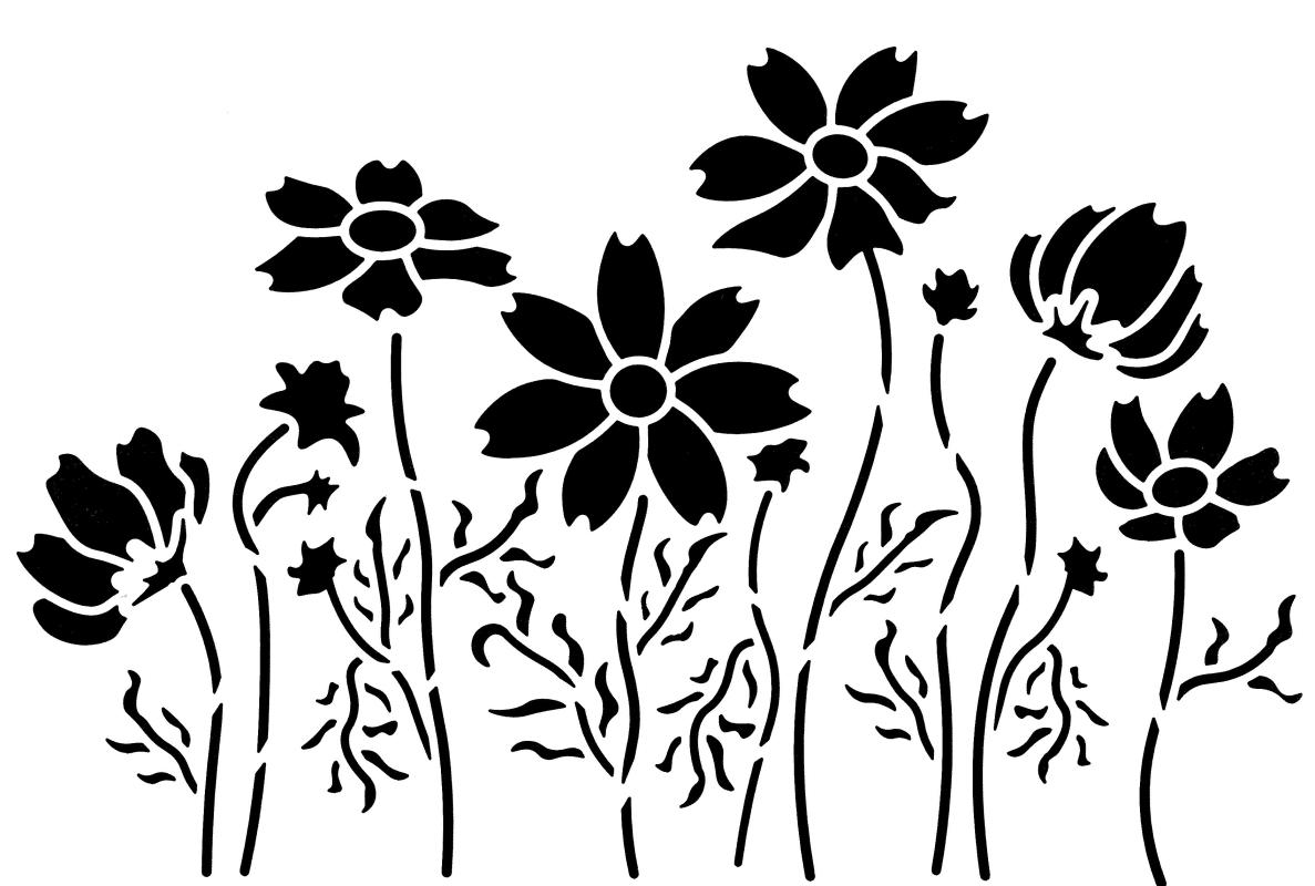 Schablone mit Blumen und Blüten DIN A 4